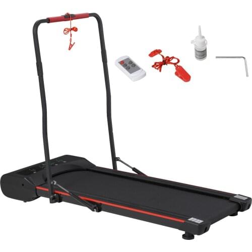 HOMCOM electric folding running tape speed 1-6 km/h with LED display and 2 wheels Max. 90kg 133x61x103 cm black and red