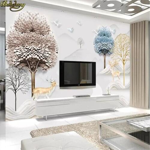 Beibehang Custom Nordic Modern landscape elk tree Photo Mural Wallpaper 3D Background Wall Decorative Painting home improvement