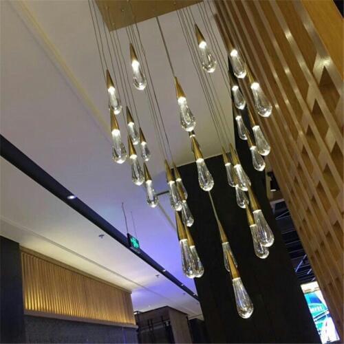 FUMAT Lighting Modern LED Crystal Chandeliers Water Drops Chandelier Light Gold Shade Chandelier Light Lighting Square Shape