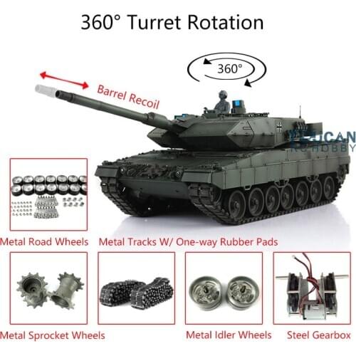 Heng Long 1/16 Green 7.0 Leopard2A6 RC Tank 3889 Barrel Recoil Metal Track Rubber TH17616-SMT4