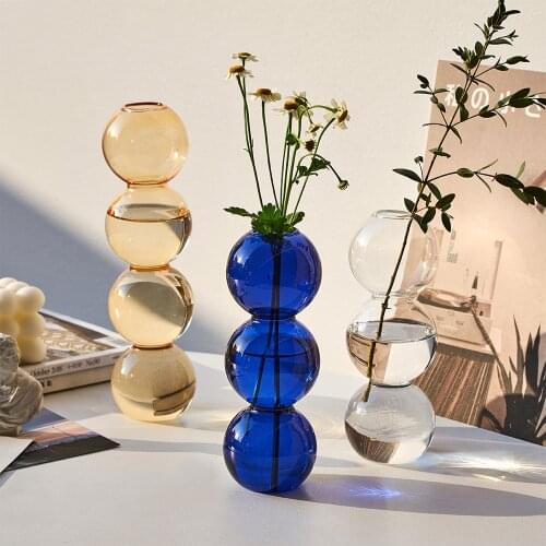 INS Simple Crystal Ball Bubble Glass Ball Vase Flower Arrangement Hydroponic Glass Art Flower Home Decor Desktop Vase Container