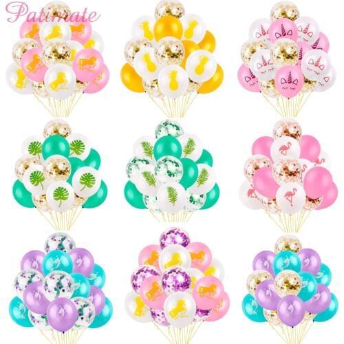 PATIMATE Gold Flamingo Baby Shower Unicorn Balloons Confetti Latex Foil Balloons Helium Birthday Balloons Decor For Home Favors