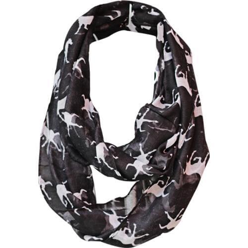 Hot Selling Running Horse Print Infinity Scarf Ladies Women Viscose Animal Snood Loop Circle Ring Scarves Cheap Free Shipping