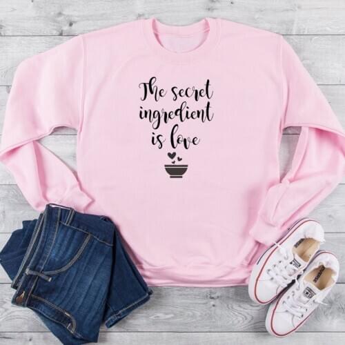 The secret ingredient is love heart bow graphic cute religion slogan pure cotton sweatshirt young hipster vintage pullovers tops