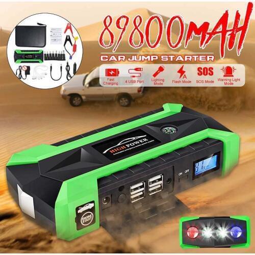 Multi Function Jump Starter 89800mah 12V 4 USB 600A Portable Car Battery Booster Power Library Starting Device