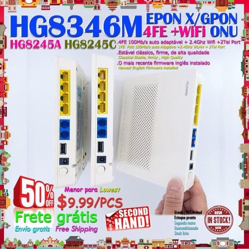 5/7/20 pcs Lot Free shipping Secondhand HG8346M HG8245C HG8245A 4FE+ 2TEL + WiFi WLAN EPON GPON XPON ONU FTTH Eng Modem Router