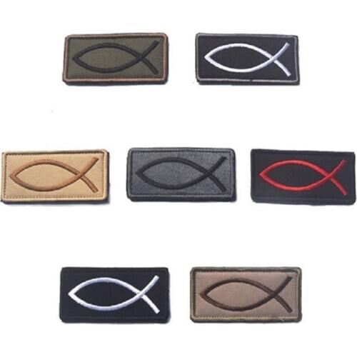 Jesus Christian Fish Symbol Embroidered Patch Tactical Emblem Military Badges Appliques DIY Decorative Patches for Clothing