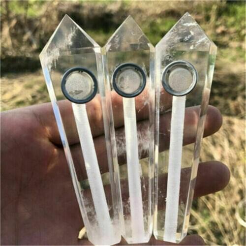 Natural crystal clear quartz somking pipes folk crafs healing stone for gifts
