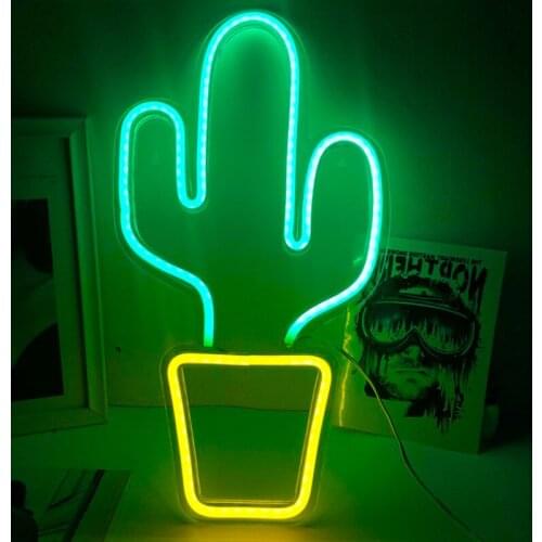Cactus Neon Light Party Wall Hanging LED Neon Sign for Xmas Shop Window Art Wall Decoration Neon Lamp USB Battery Powered