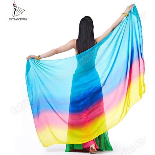 New Veil Silk Women Belly Dance Hand Thrown Scarf Shawl Silk Veils Accessories Stage Performance 200x110cm Bellydance 12 Colour