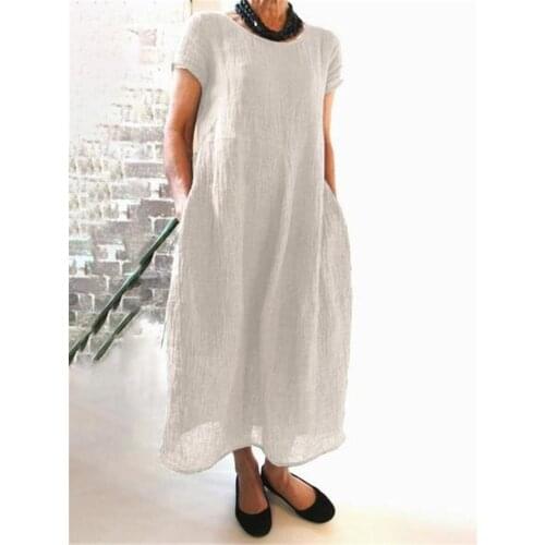Cotton and Linen One-Piece Dress, White, Pure, Comfortable, Homely Sweet, Mori Girl, Seaside Vacation, Dating, Summer 5Xl