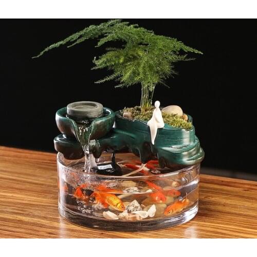 Flowing water makes money landscape circulating water makes money small fish tank fountain tabletop decoration