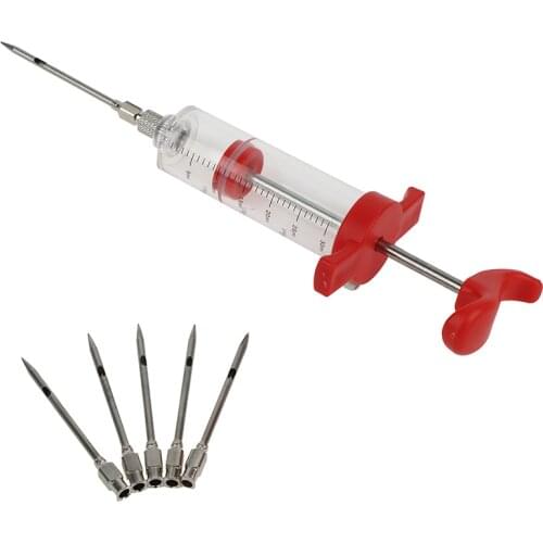 PP Stainless Steel Needles Spice Syringe Set BBQ Meat Flavor Injector Kithen Sauce Marinade Syringe Accessory