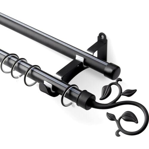 Aluminum Alloy Black Curtain Rod Roman Pole For Home Office No Rust High Hardness Many Decorative Heads