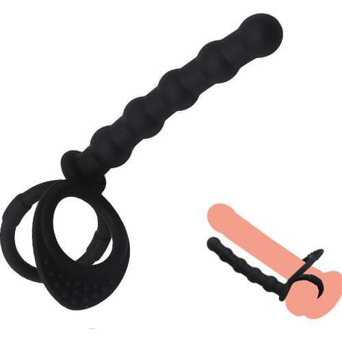 Sex Toys Silicone Backyard Pull Beads Anal Plug Double Point Ring Delay Lasting lock Fine Ring Adult Toy For Men and Women