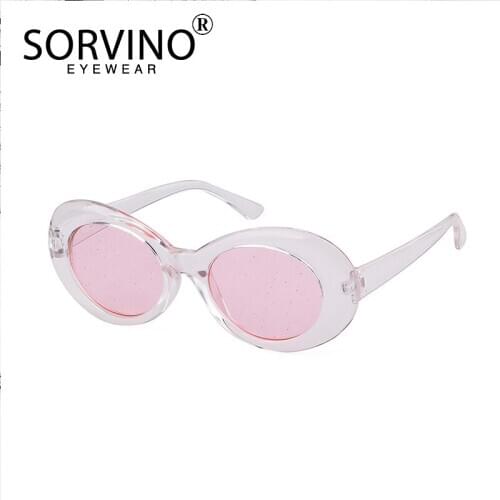 SORVINO Retro Kurt Cobain Small Oval Sunglasses Women Designer Clout Goggles Leopard Pink Sun Glasses Big Fashion Shades Sn259