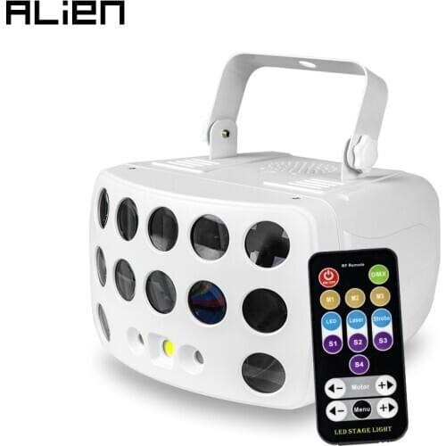 ALIEN DMX RGBW LED Spot Beam Laser Projector Strobe 3 IN 1 Disco DJ Stage Lighting Effect Party Dance Wedding Butterfly Light