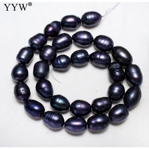 Dark Purple Natural Freshwater Pearl Beads 10-11mm Big Size Cultured Rice Bead Bracelets Jewelry Making 14.7 Inch Strand Pearls