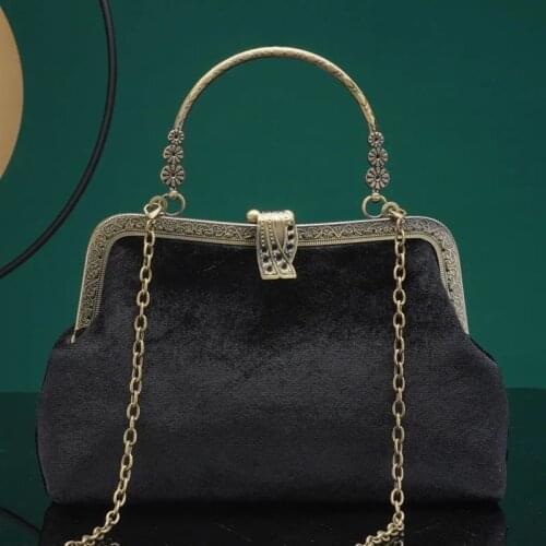 Vintage Velvet Lock Shell Bag Bags 2021 NEW Hand Bag Womens Handbags Purses Chain Women Shoulder Crossbody Bag