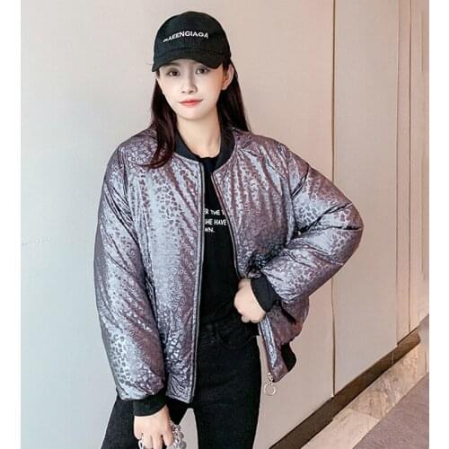 Womens Winter Jacket Short Style Shiny Woman Parkas Plus Size O Neck Polka Dot Plus Size Cotton Padded Thick Casual Outwear