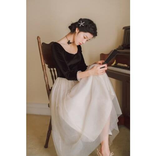 Vadim Top Fashion Special Offer Zanzea Dress Women Dress Free Shipping 2021 Retro Velvet Full Regular Cotton Solid Lace Natural