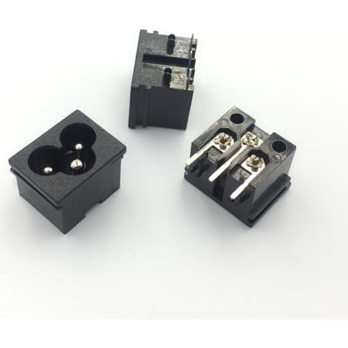 100Pcs 3 Pins IEC320 C6 Power Inlet Socket Connector AC 250V 2.5A Panel Embedded