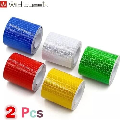 2 Pcs 5*100cm Safety Reflective Strip Sticker Car-Styling Self Adhesive Warning Tape Automobile Motorcycle Film Baby Car Decal
