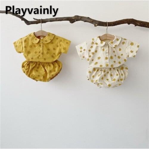 2021 Baby Girl Sets little Daisy short sleeves tops+ PP shorts 2 Piece cotton Suit Girl Clothes E100164