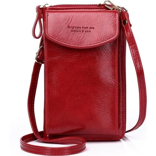 2021 New Womens PU Leather Small Crossbody Shoulder Bag Mobile Phone Organizer Bag Zipper Coin Wallets And Purse Card Case