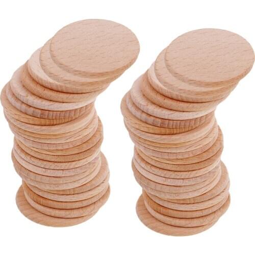50x Unfinished 36mm Wooden Circles for Projects Scrapbooking Home Decors