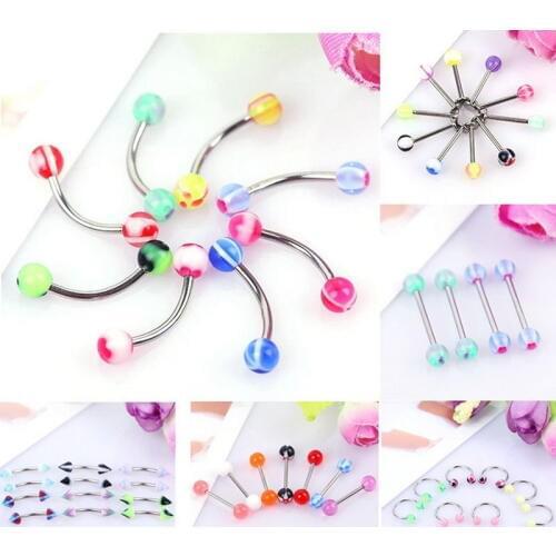 6 Shape Choice Surgical Stainless Steel Eyebrow Nose Lip Captive Bead Ring Tongue Piercing Tragus Cartilage Earring Body Jewelry