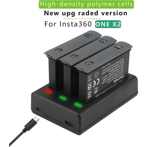 3x For Insta360 ONE X2 1800mAh Battery+LED Three card slots Charger 360 Panoramic Action Camera x2 Batteries Accessories
