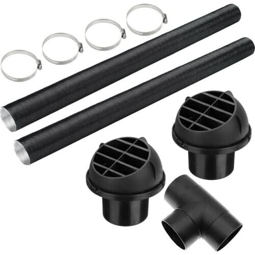 60mm Car Auto Heater Pipe Duct T Piece Warm Air Outlet Vent Hose Clips Set for Parking Heater Webasto Eberspacher
