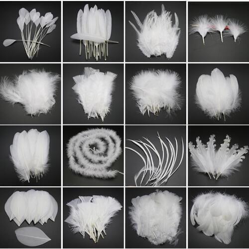 White Feather Goose Duck Turkey Feathers Feather Trim DIY Wedding Decoratin Jewelry Accessories Plumes DIY Feathers for Crafts