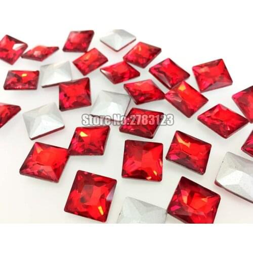Free shipping 50pcs Red Square shape pointback loose rhinestones,nail airt Mobile decoration DIY Clothing accessories SWZP007