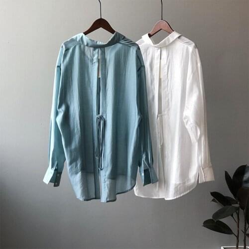 Womens Summer Sunscreen Thin Shirts Female Loose Back To The Basics Long-sleeve Single-breasted Blouse 7Z