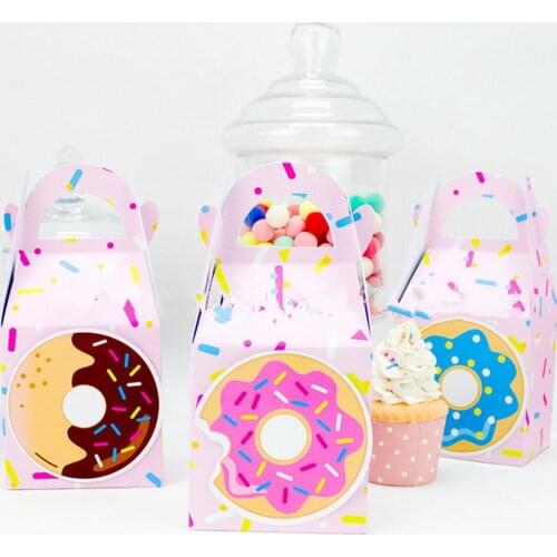 OEIN 9pcs Paper Candy Box Donuts Favor Bag Baby Shower Gift Box Happy Birthday Party Decorations Kids Wedding Favors and Gifts
