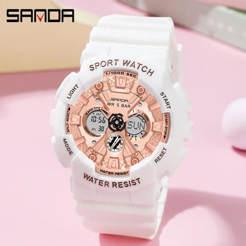 SANDA New Design Women Watches Multifunction Fashion Sport G style Watch Analog Digital Watch Original Brand Relogio Feminino