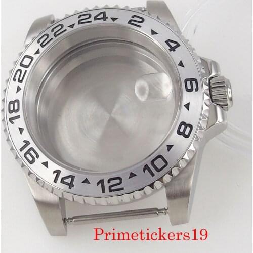 40mm Silver Color Watch Case For NH35 NH36 MIYOTA 8215 MINGZHU 2813 Automatic Movement Sapphire Crystal Rotating Bezel