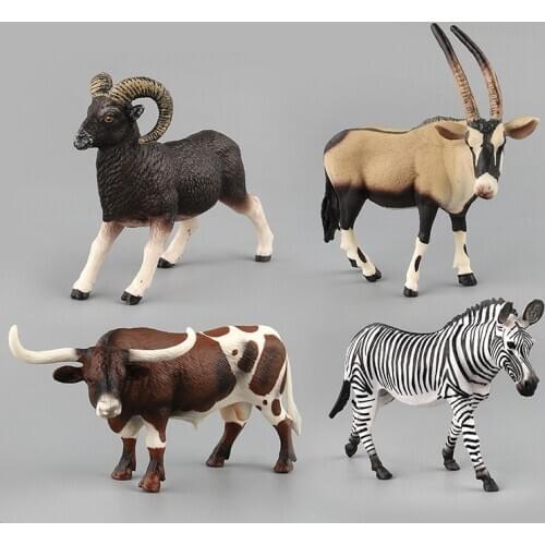 Wildlife Pasture Animal Mini Sheep Antelope Bull Zebra Model Collectible Doll Figure For Childrens Gift Home Decoration