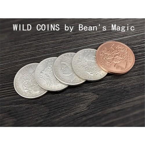 WILD COINS by Beans Magic FISM HOT Four Silver Coins Turn Copper Magic Tricks Maiga Magician Close Up Illusions Gimmick Fun
