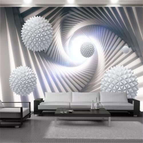 Wall Papers Home Decor 3d white floating ball rotating expansion space architecture HD Digital Printing Moisture-proof Wall pape