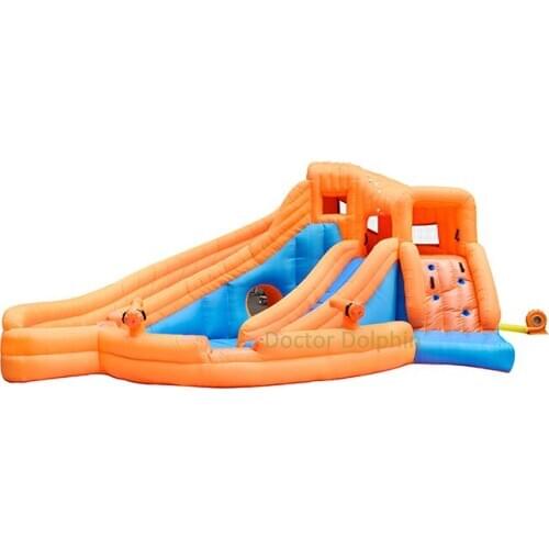 Double Big Water Slide Inflatable Bouncy Castle with Pool for Kids Climbing Design Bounce House Backyard with Air Blower