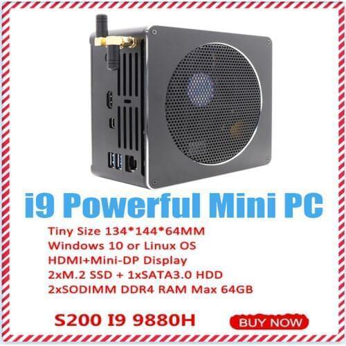 Eglobal Gaming Mini PC i9 9880H 8 Core 16 Threads Max 64GB DDR4 2666MHz Mini PC Server Win10 Pro AC Wifi 4K HDMI Mini DP