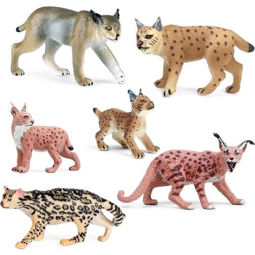 Classic Wild Forest Animals Simulation Tiger Cat Lynx Caracal Action Figure Figurines PVC Model Education School Kid Toys Gifts