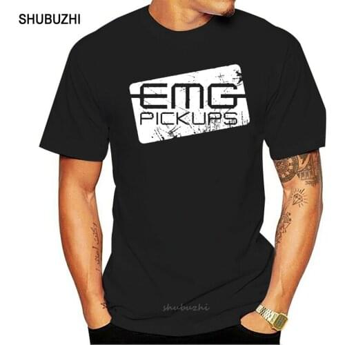 EMG Pickups Distressed Electric Guitar Logo T-shirt Size S-3XL men cotton tshirt summer brand teeshirt euro size