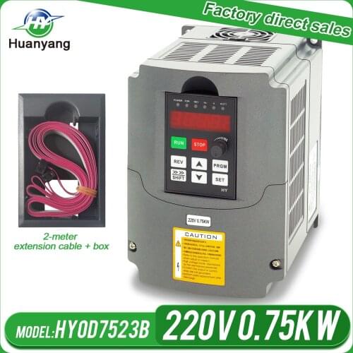 HUANYANG VFD Driver 0.75KW 220V spindle inverter frequency converter & extension cable + clamp factory direct sales