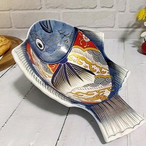 Ceramic 9.5 Inch Dinner Plate Creative Fish Sculpture Desktop Decoration Steak Sushi Plate Restaurant Table Decoration Plate