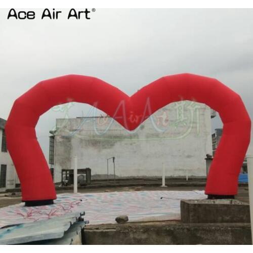 Nice red free standing inflatable heart shaped arch inflatable love heart shaped archway for wedding/Valentines Day decoration