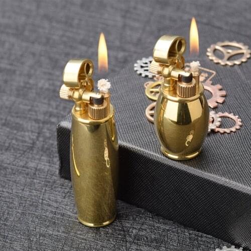 Handmade Retro Vase Shape Brass Arm Kerosene Lighter Men and Women Gift Cigarette Accessories Creative Mini Funny Lighters